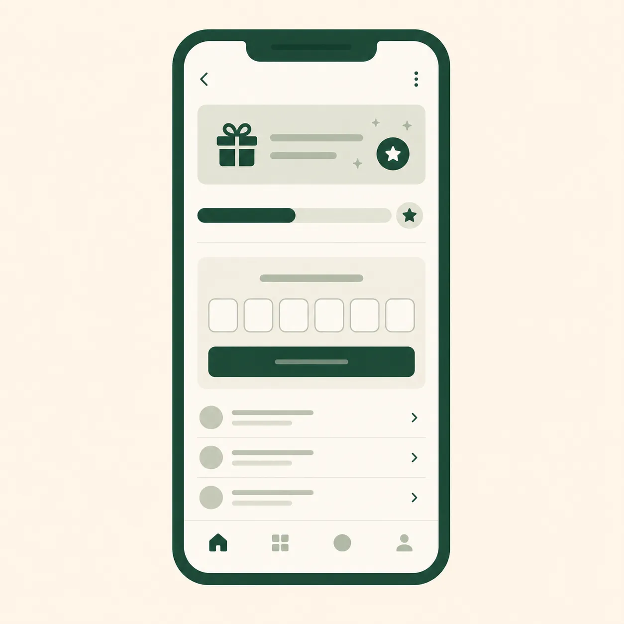 Mobile app screen showing a bonus banner, VIP progress bar, and redeem code entry field